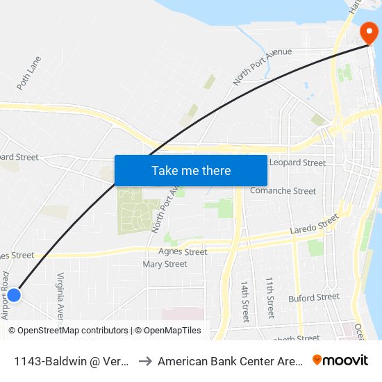 1143-Baldwin @ Verac to American Bank Center Arena map