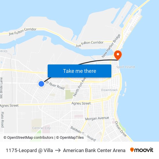 1175-Leopard @ Villa to American Bank Center Arena map