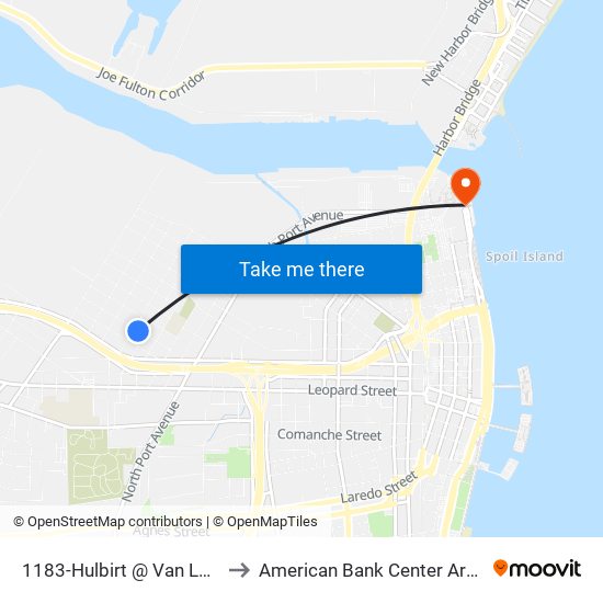 1183-Hulbirt @ Van Loan to American Bank Center Arena map
