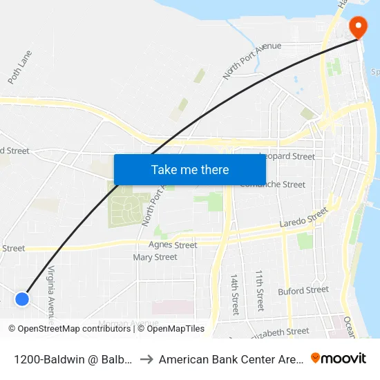 1200-Baldwin @ Balboa to American Bank Center Arena map