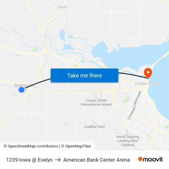 1239-Iowa @ Evelyn to American Bank Center Arena map