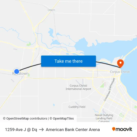1259-Ave J @ Dq to American Bank Center Arena map
