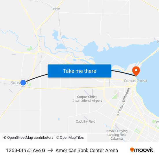 1263-6th @ Ave G to American Bank Center Arena map