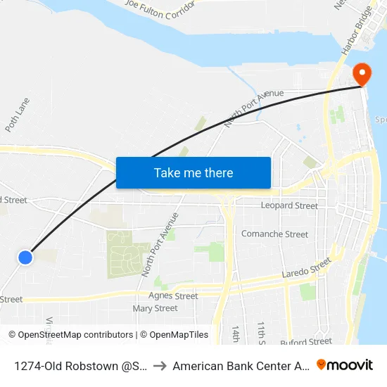 1274-Old Robstown @Saxet to American Bank Center Arena map
