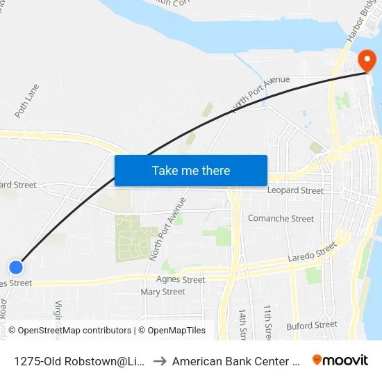 1275-Old Robstown@Liberty to American Bank Center Arena map