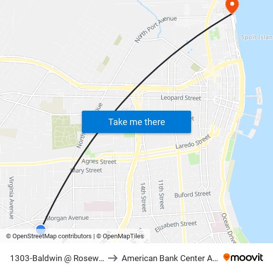 1303-Baldwin @ Rosewood to American Bank Center Arena map