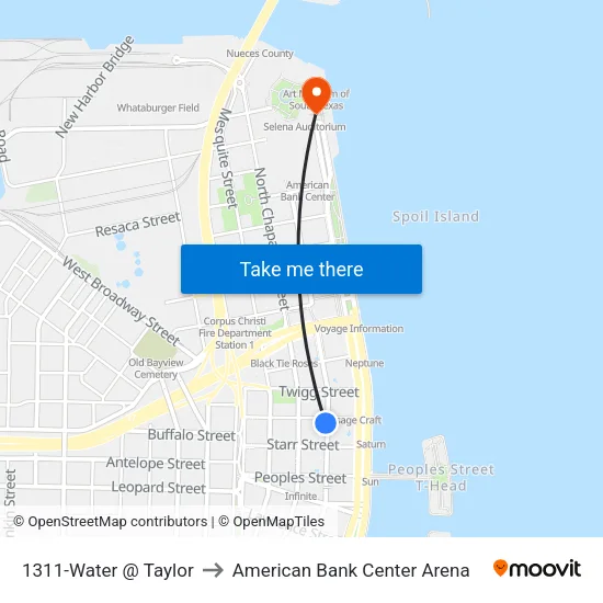 1311-Water @ Taylor to American Bank Center Arena map
