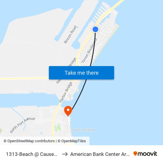 1313-Beach @ Causeway to American Bank Center Arena map