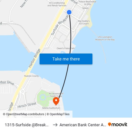 1315-Surfside @Breakwater to American Bank Center Arena map