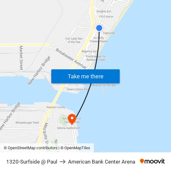 1320-Surfside @ Paul to American Bank Center Arena map