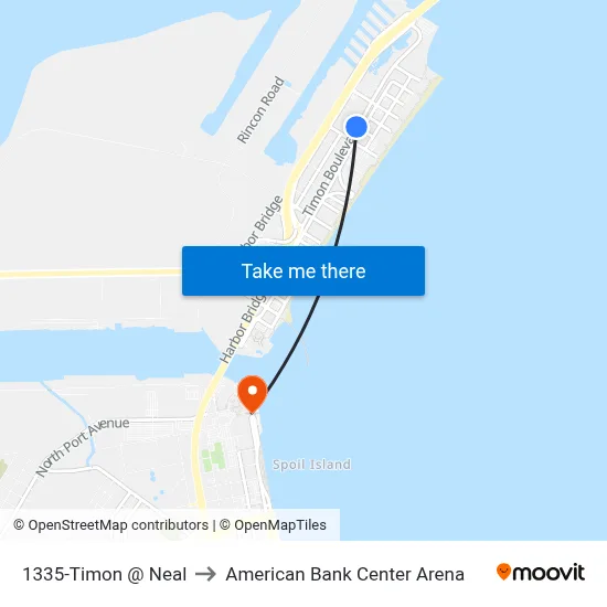 1335-Timon @ Neal to American Bank Center Arena map