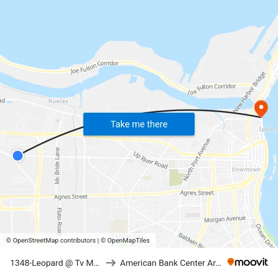 1348-Leopard @ Tv Motel to American Bank Center Arena map