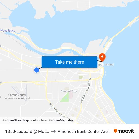 1350-Leopard @ Motel to American Bank Center Arena map