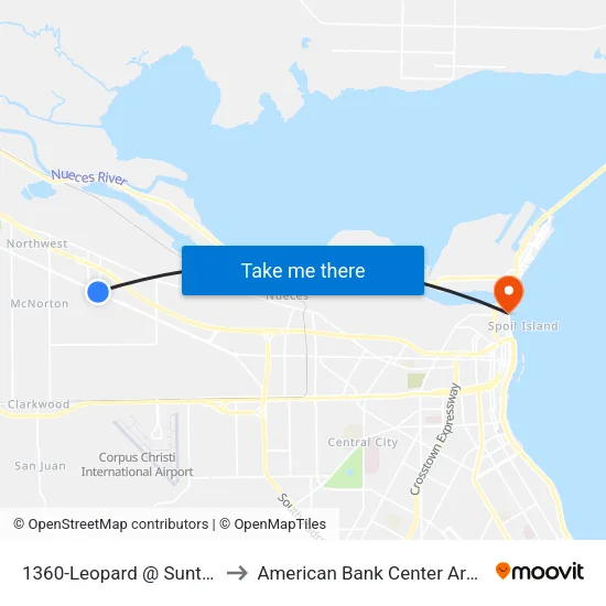 1360-Leopard @ Suntide to American Bank Center Arena map