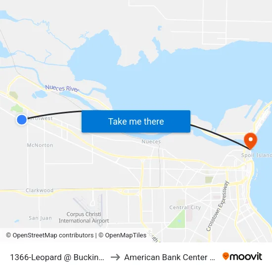1366-Leopard @ Buckingham to American Bank Center Arena map