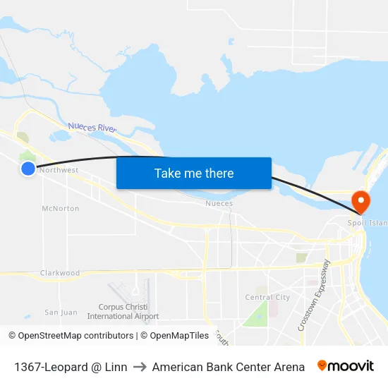 1367-Leopard @ Linn to American Bank Center Arena map