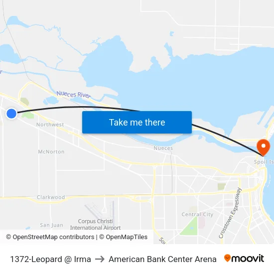 1372-Leopard @ Irma to American Bank Center Arena map