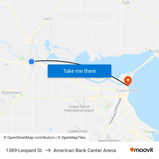 1389-Leopard St. to American Bank Center Arena map