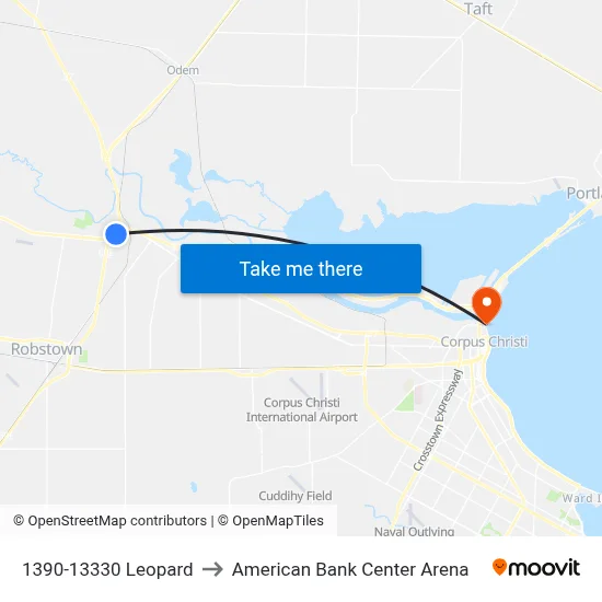1390-13330 Leopard to American Bank Center Arena map