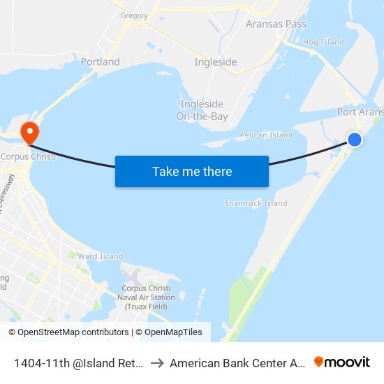 1404-11th @Island Retreat to American Bank Center Arena map