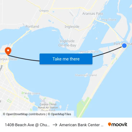 1408-Beach Ave @ Churchst to American Bank Center Arena map