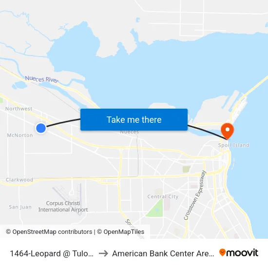 1464-Leopard @ Tuloso to American Bank Center Arena map