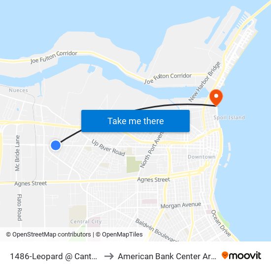 1486-Leopard @ Cantwell to American Bank Center Arena map