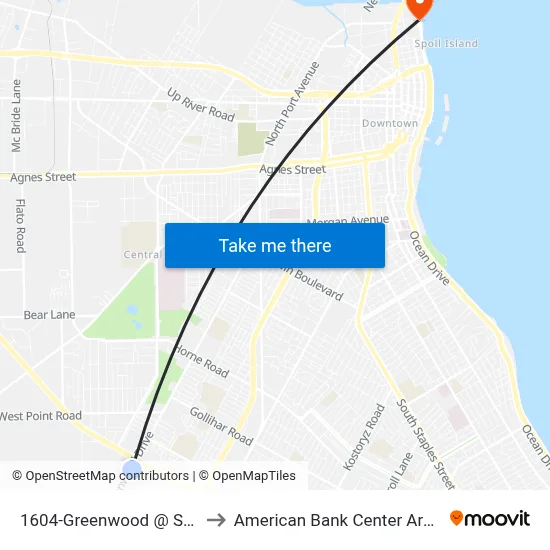 1604-Greenwood @ Spid to American Bank Center Arena map