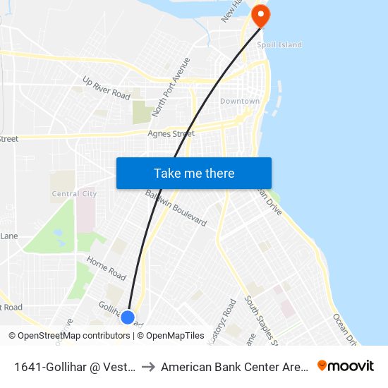 1641-Gollihar @ Vestal to American Bank Center Arena map