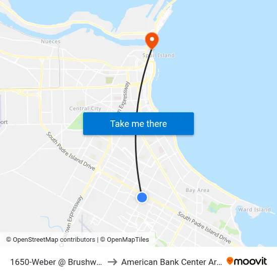 1650-Weber @ Brushwood to American Bank Center Arena map