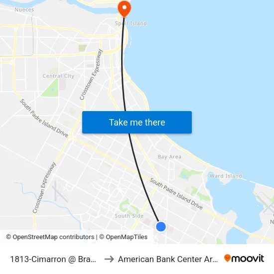 1813-Cimarron @ Bradley to American Bank Center Arena map
