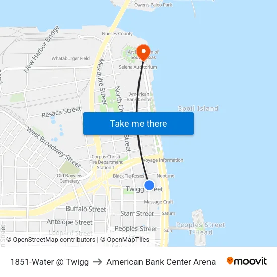 1851-Water @ Twigg to American Bank Center Arena map