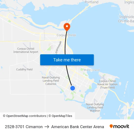 2528-3701 Cimarron to American Bank Center Arena map