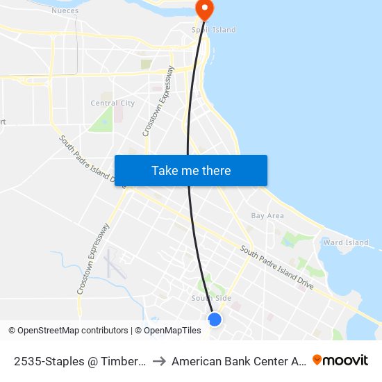 2535-Staples @ Timbergate to American Bank Center Arena map