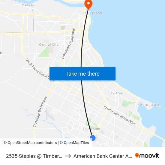 2535-Staples @ Timbergate to American Bank Center Arena map