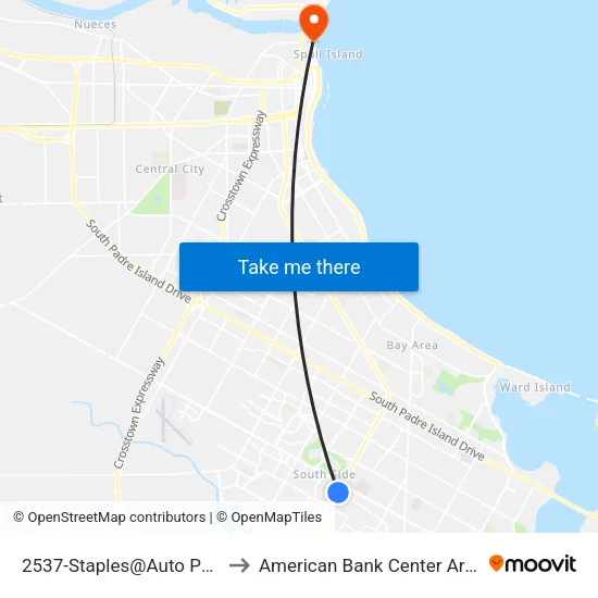 2537-Staples@Auto Parts to American Bank Center Arena map
