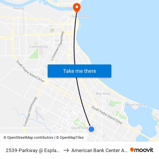 2539-Parkway @ Esplanade to American Bank Center Arena map