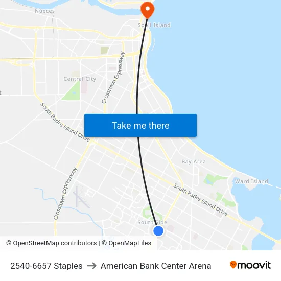 2540-6657 Staples to American Bank Center Arena map