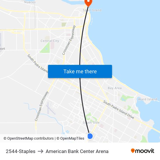 2544-Staples to American Bank Center Arena map