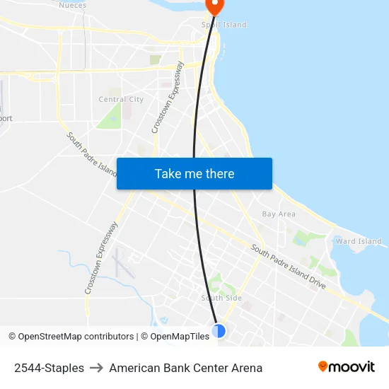 2544-Staples to American Bank Center Arena map