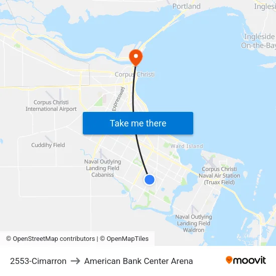 2553-Cimarron to American Bank Center Arena map