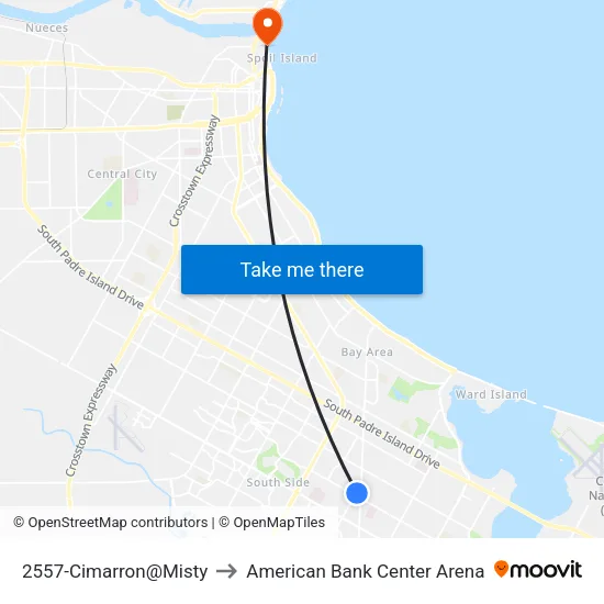 2557-Cimarron@Misty to American Bank Center Arena map
