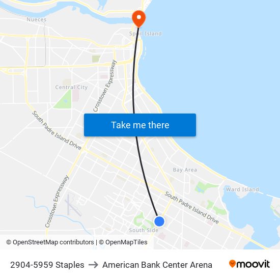 2904-5959 Staples to American Bank Center Arena map