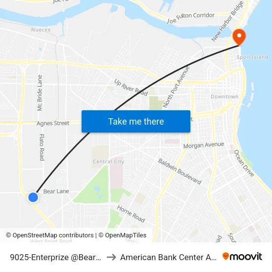 9025-Enterprize @Bearlane to American Bank Center Arena map