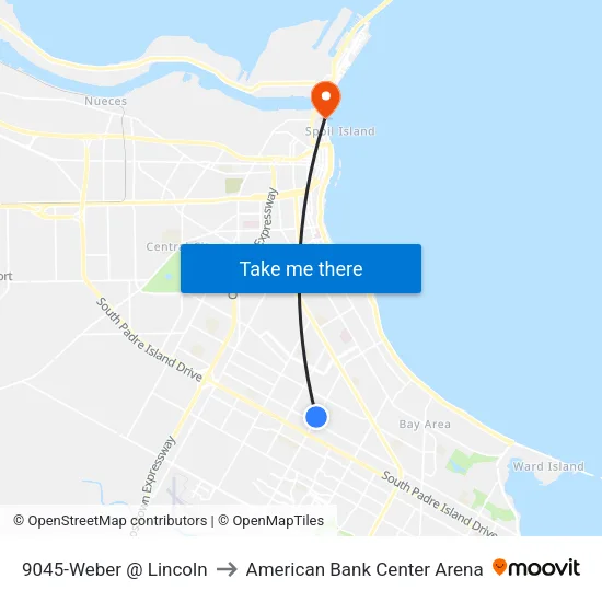 9045-Weber @ Lincoln to American Bank Center Arena map