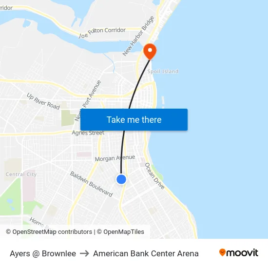 Ayers @ Brownlee to American Bank Center Arena map