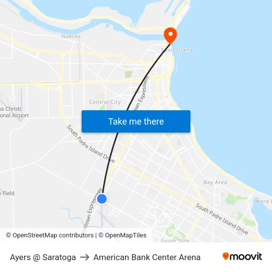Ayers @ Saratoga to American Bank Center Arena map