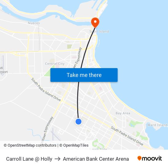 Carroll Lane @ Holly to American Bank Center Arena map