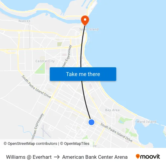 Williams @ Everhart to American Bank Center Arena map