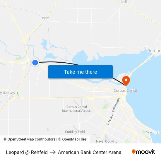 Leopard @ Rehfeld to American Bank Center Arena map
